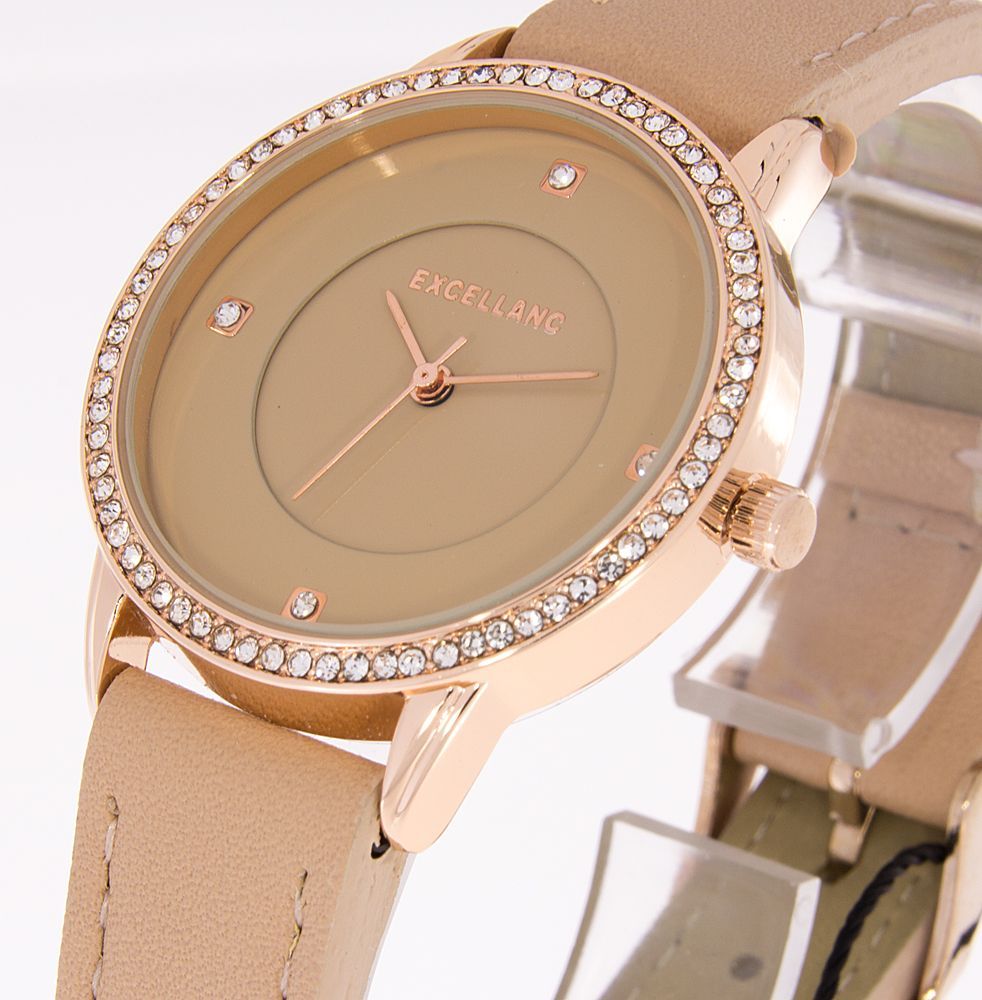 Damenuhr Excellanc Uhr Farbe rosegold rosa beige